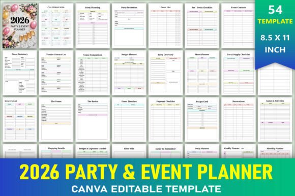 Download Editable 2026 Party &amp; Event Planner - Premium Resources