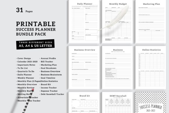 Download Printable Success Planner Bundle Pack - Bundle pack Collection