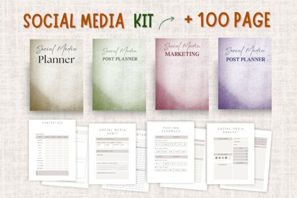 Download Social Media Planner Kit | 100+ Page KDP - Social media planner Collection