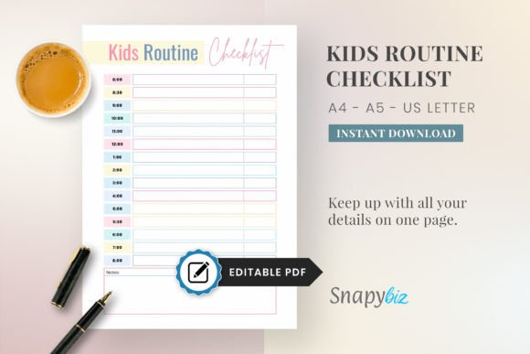 Download Editable Kids Daily Routine Checklist - Daily routine Collection
